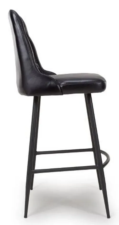 Bradley Barstool with Back - Black, Buffalo Leather
