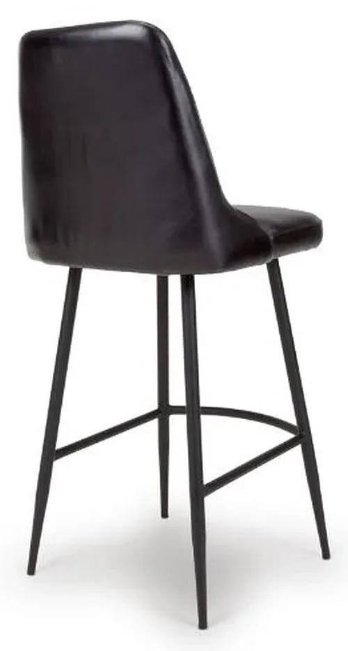Bradley Barstool with Back - Black, Buffalo Leather