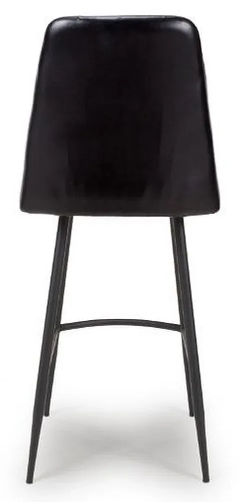 Bradley Barstool with Back - Black, Buffalo Leather