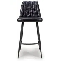 Bradley Barstool with Back - Black, Buffalo Leather