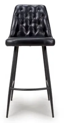 Bradley Barstool with Back - Black, Buffalo Leather image