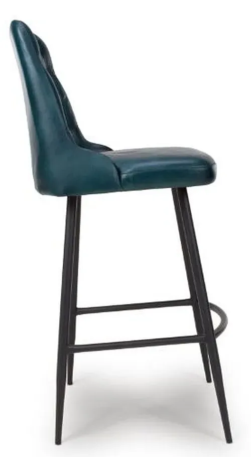 Bradley Barstool with Back - Blue, Buffalo Leather