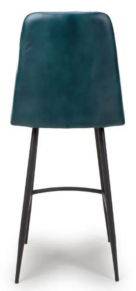 Bradley Barstool with Back - Blue, Buffalo Leather
