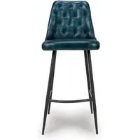 Bradley Barstool with Back - Blue, Buffalo Leather