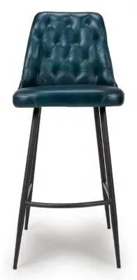 Bradley Barstool with Back - Blue, Buffalo Leather