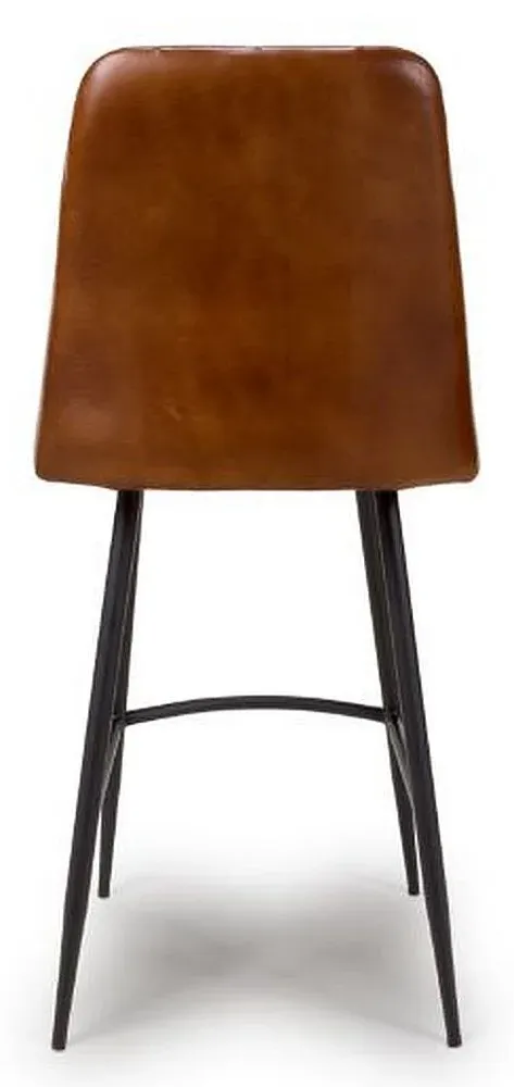 Bradley Barstool with Back - Tan, Buffalo Leather