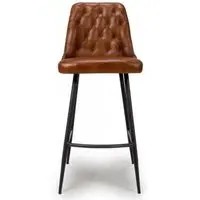 Bradley Barstool with Back - Tan, Buffalo Leather