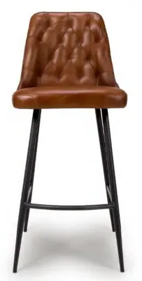Bradley Barstool with Back - Tan, Buffalo Leather