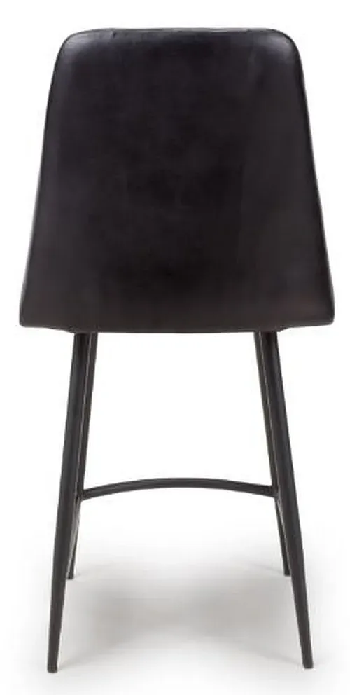 Bradley Counter Stool with Back - Black, Buffalo Leather