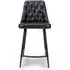 Bradley Counter Stool with Back - Black, Buffalo Leather