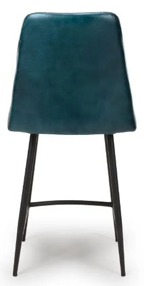 Bradley Counter Stool with Back - Blue, Buffalo Leather