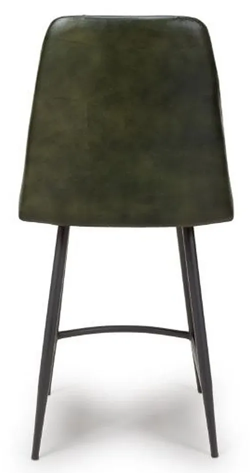 Bradley Counter Stool with Back - Green, Buffalo Leather