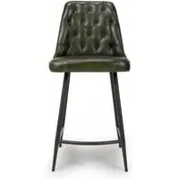 Bradley Counter Stool with Back - Green, Buffalo Leather