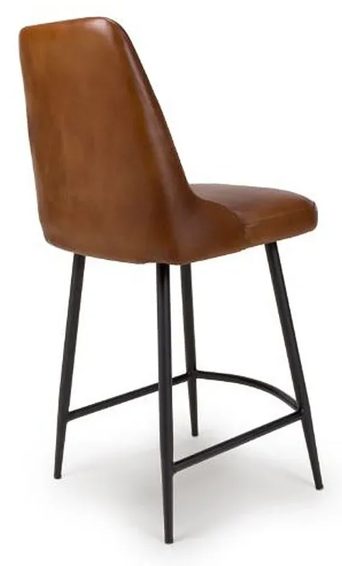 Bradley Counter Stool with Back - Tan, Buffalo Leather