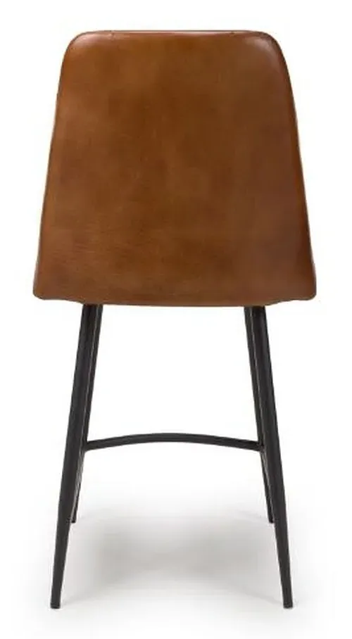 Bradley Counter Stool with Back - Tan, Buffalo Leather