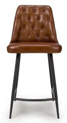 Bradley Counter Stool with Back - Tan, Buffalo Leather