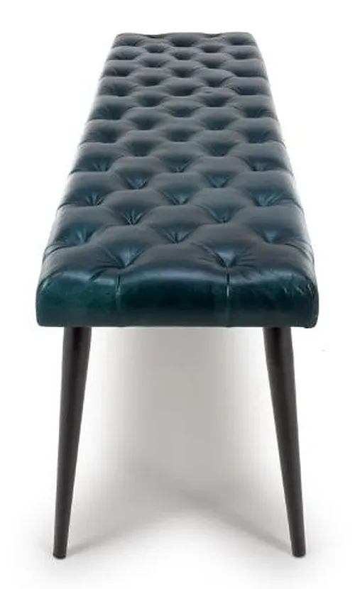 Bradley Dining Bench - Blue, Buffalo Leather