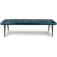Bradley Dining Bench - Blue, Buffalo Leather