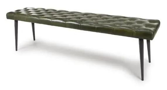 Bradley Dining Bench - Green, Buffalo Leather