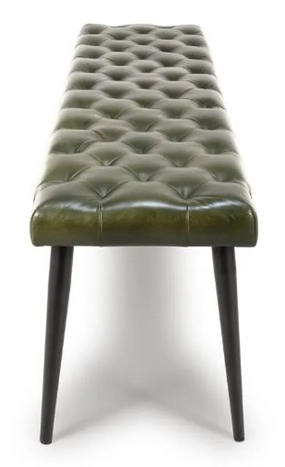 Bradley Dining Bench - Green, Buffalo Leather