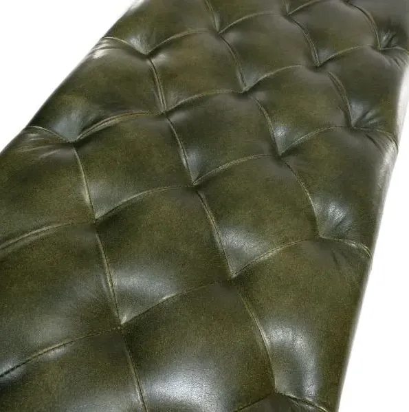 Bradley Dining Bench - Green, Buffalo Leather