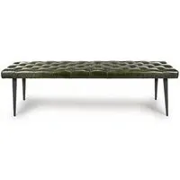Bradley Dining Bench - Green, Buffalo Leather