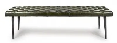 Bradley Dining Bench - Green, Buffalo Leather