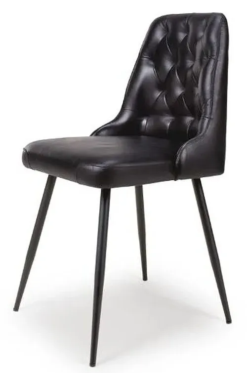 Bradley Dining Chair Set of 2 - Black, Buffalo Leather