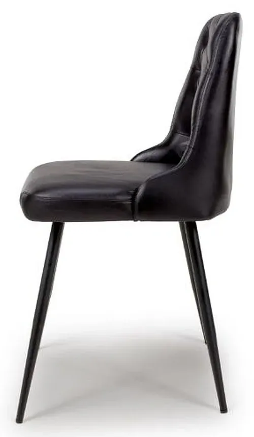 Bradley Dining Chair Set of 2 - Black, Buffalo Leather