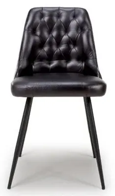 Bradley Dining Chair Set of 2 - Black, Buffalo Leather image