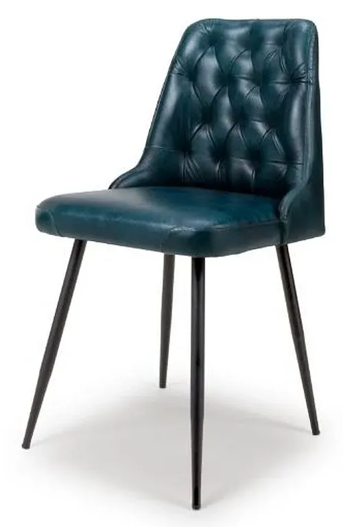 Bradley Dining Chair Set of 2 - Blue, Buffalo Leather