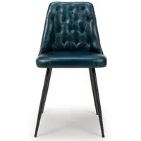 Bradley Dining Chair Set of 2 - Blue, Buffalo Leather