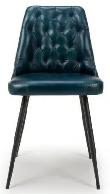 Bradley Dining Chair Set of 2 - Blue, Buffalo Leather