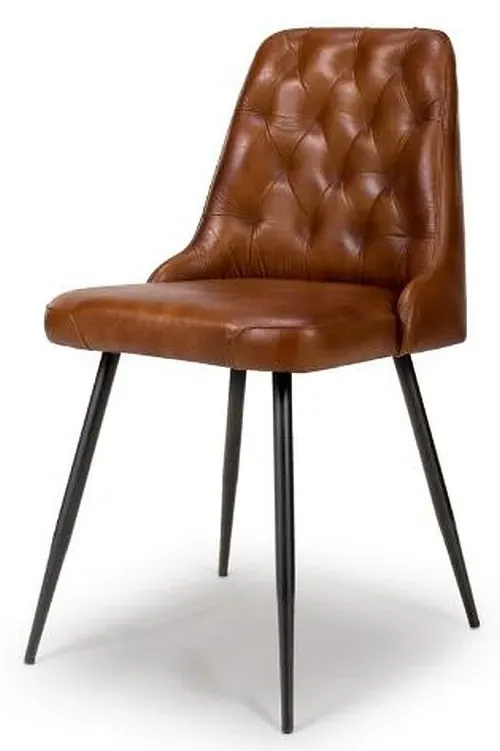 Bradley Dining Chair Set of 2 - Tan, Buffalo Leather