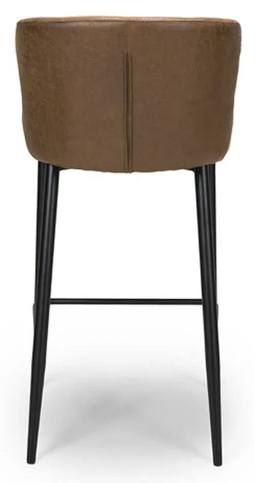 Charlie Barstool with Back - Brown, Faux Leather