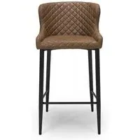 Charlie Barstool with Back - Brown, Faux Leather
