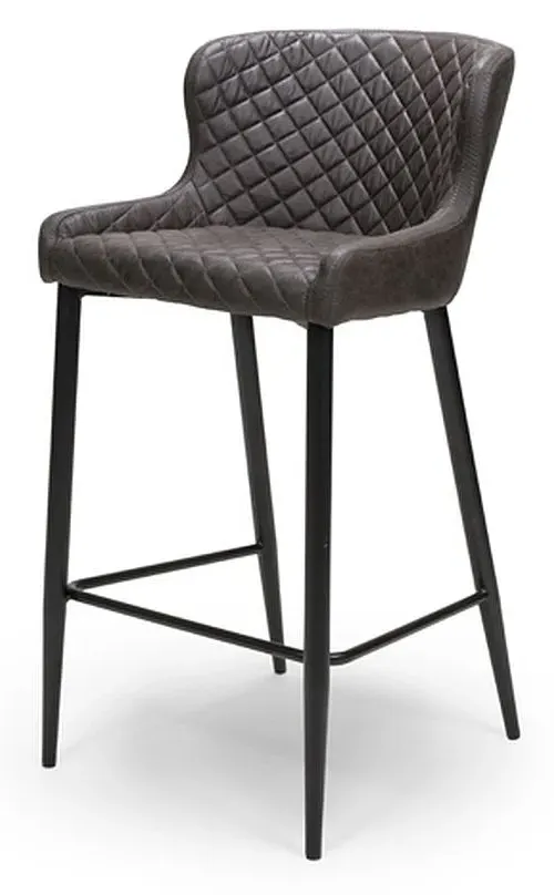 Charlie Barstool with Back - Grey, Faux Leather