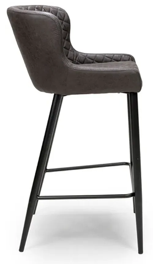 Charlie Barstool with Back - Grey, Faux Leather