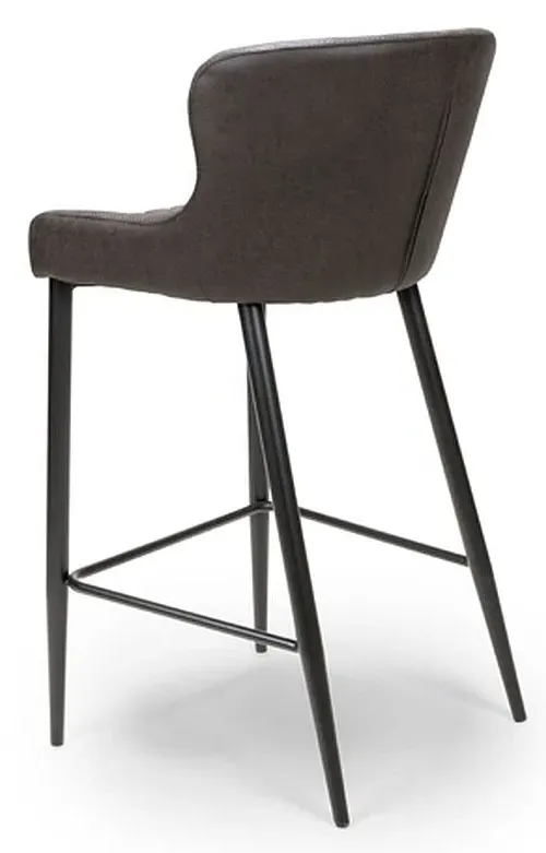 Charlie Barstool with Back - Grey, Faux Leather