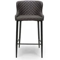 Charlie Barstool with Back - Grey, Faux Leather