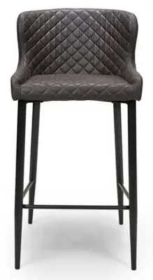 Charlie Barstool with Back - Grey, Faux Leather