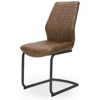 Charlie Brown Cantilever Dining Chair Set - Brown, Faux Leather