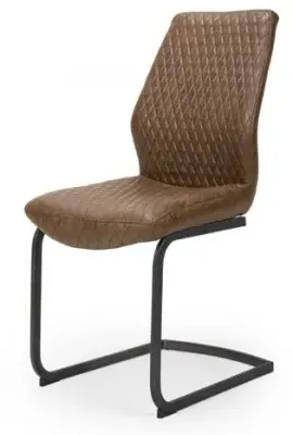 Charlie Brown Cantilever Dining Chair Set - Brown, Faux Leather image