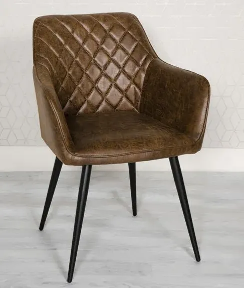 Charlie Carver Dining Chair Set of 2 - Brown, Faux Leather