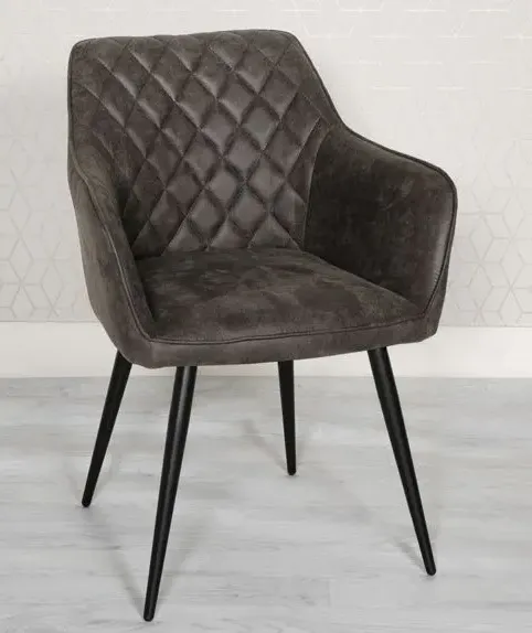 Charlie Carver Dining Chair Set of 2 - Grey, Faux Leather