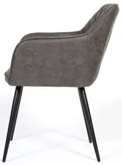Charlie Carver Dining Chair Set of 2 - Grey, Faux Leather