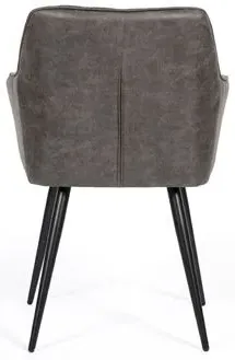 Charlie Carver Dining Chair Set of 2 - Grey, Faux Leather