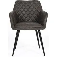 Charlie Carver Dining Chair Set of 2 - Grey, Faux Leather