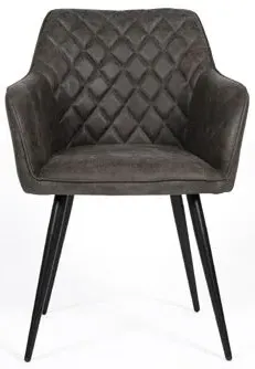 Charlie Carver Dining Chair Set of 2 - Grey, Faux Leather