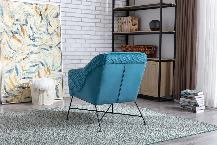 Cleo Accent Chair - Blue, Velvet